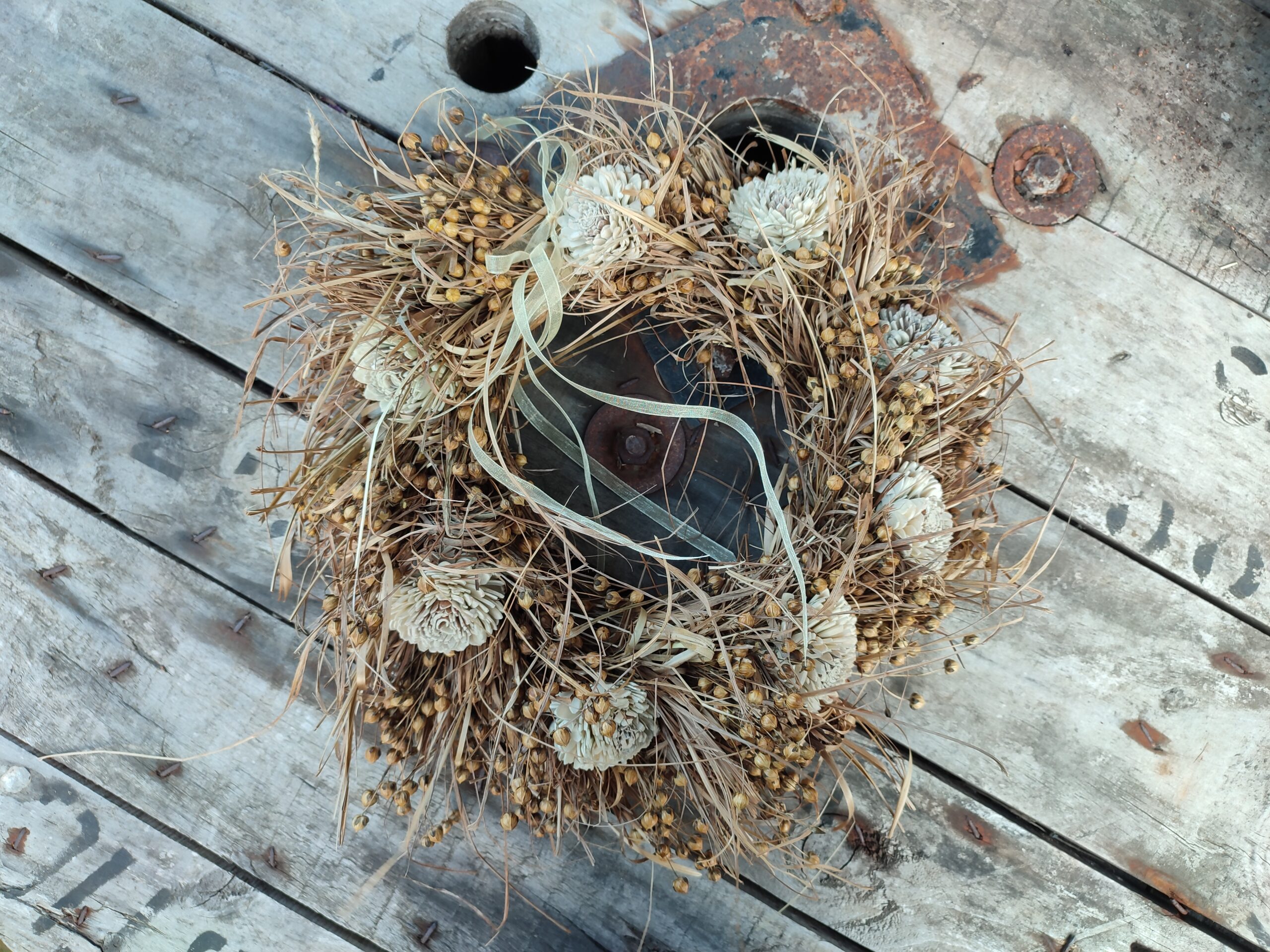 Wianek Naturalny w stylu Boho w kwiatami Shola - obrazek 2