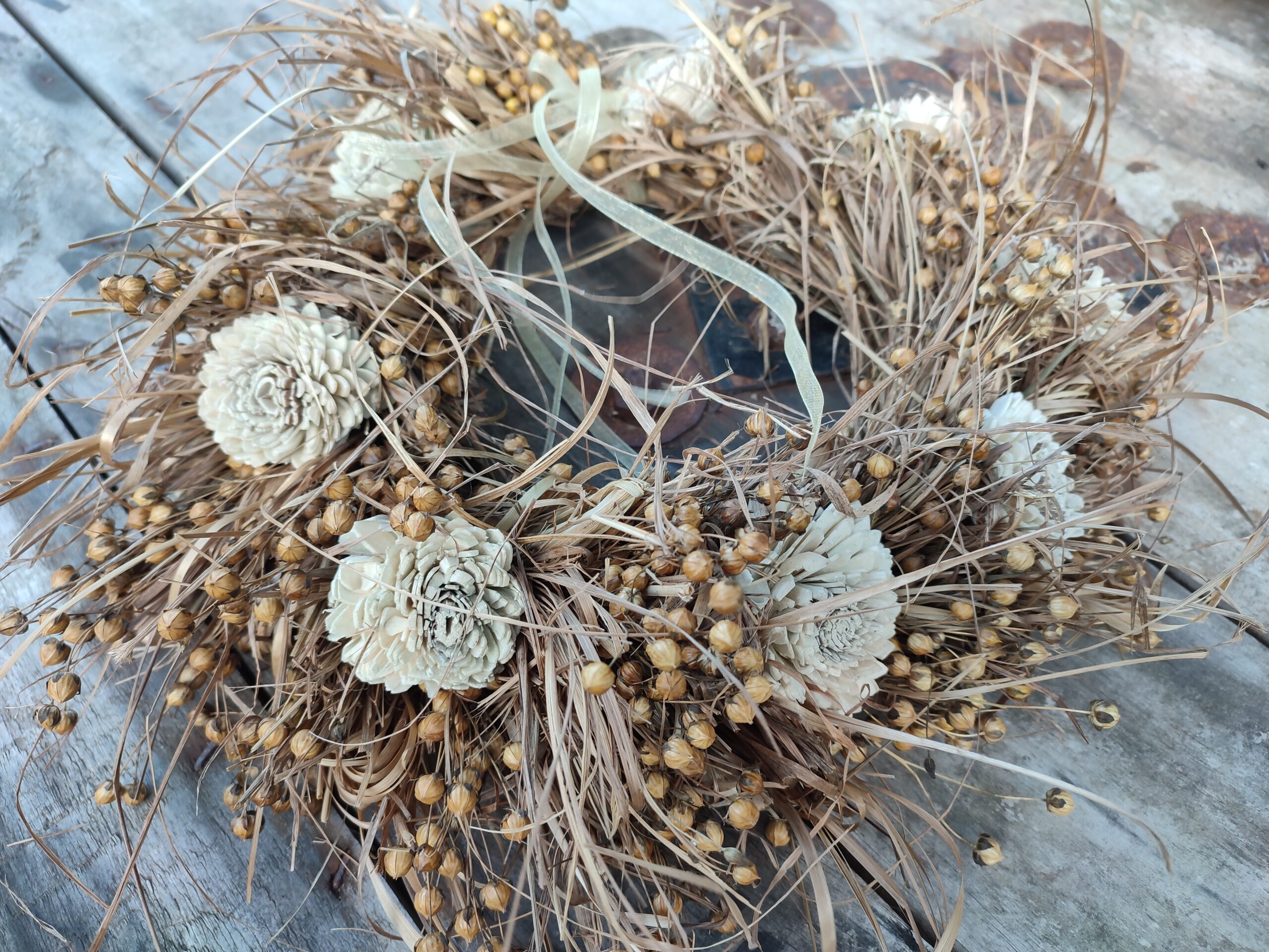 Wianek Naturalny w stylu Boho w kwiatami Shola - obrazek 7