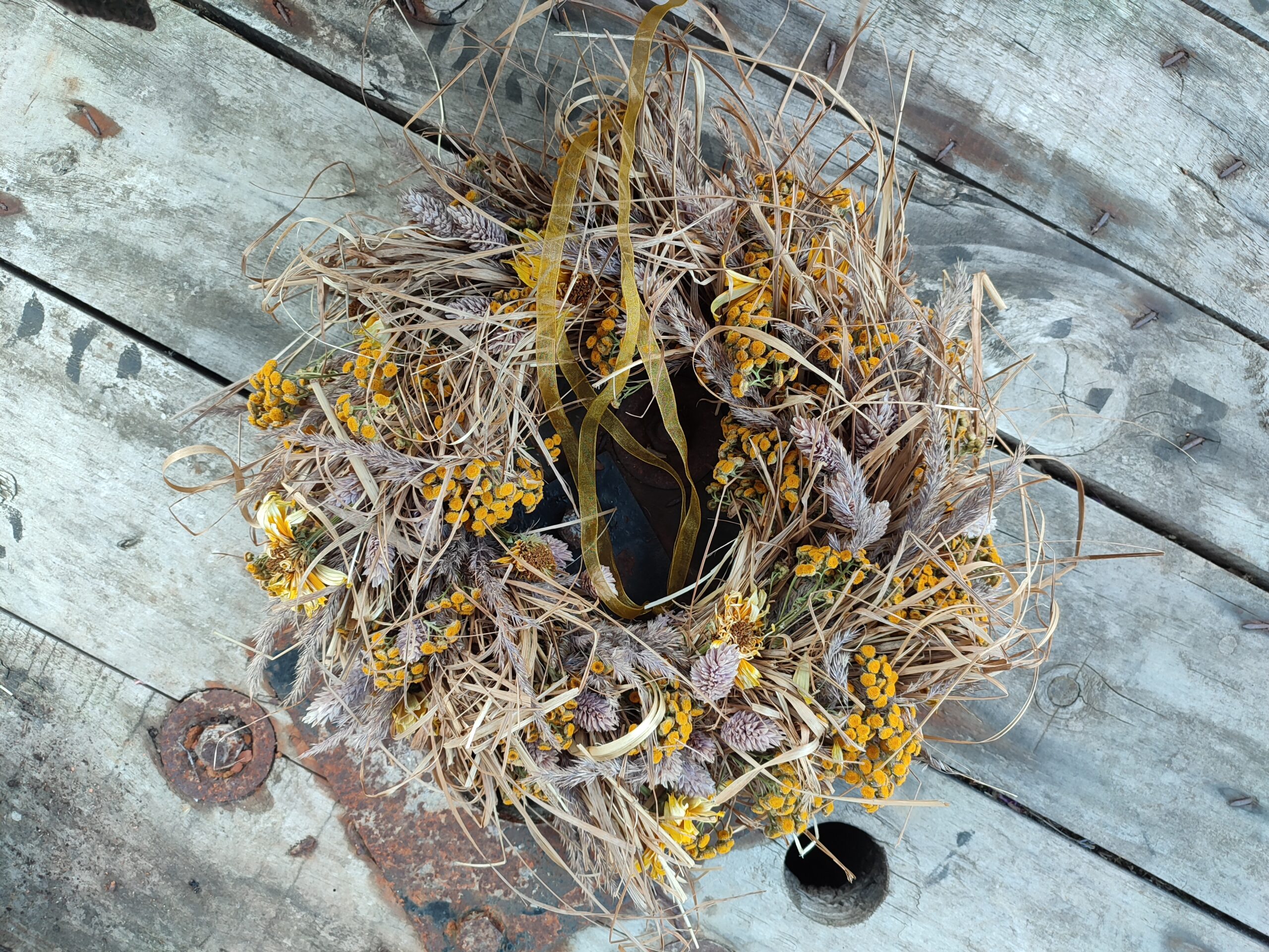 Wianek Naturalny w stylu Boho w kwiatami Wrotyczu - obrazek 2