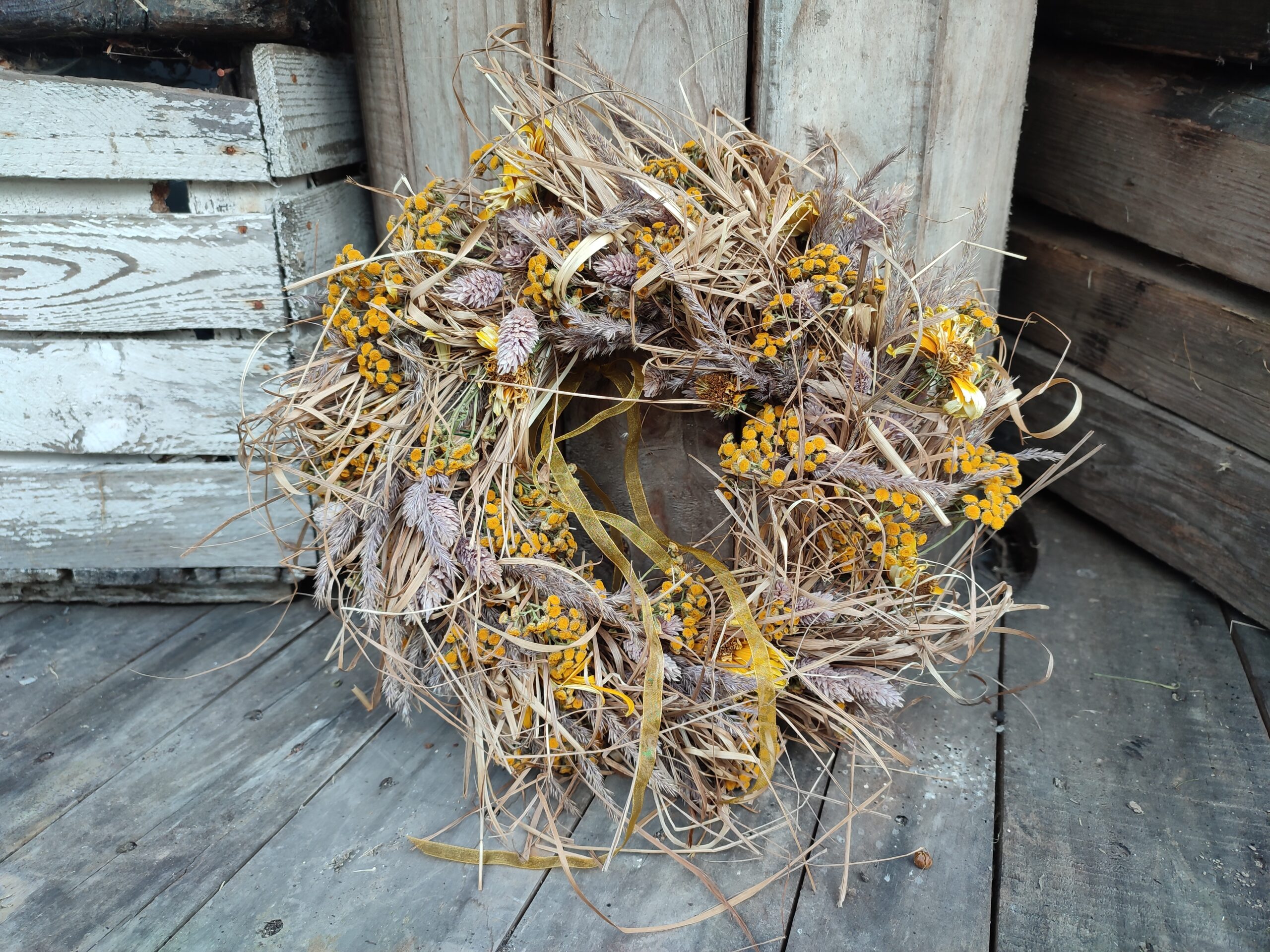 Wianek Naturalny w stylu Boho w kwiatami Wrotyczu - obrazek 6