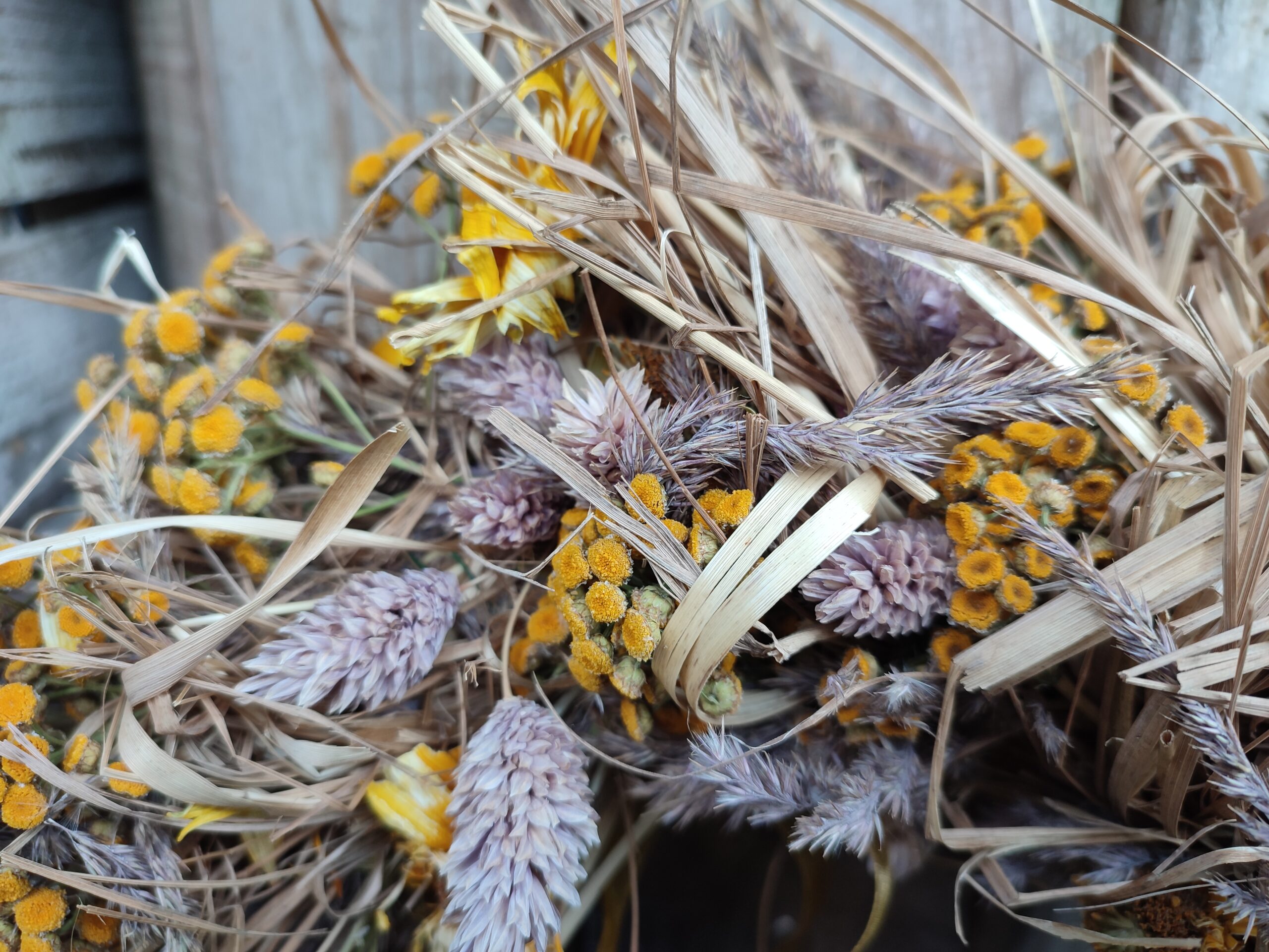 Wianek Naturalny w stylu Boho w kwiatami Wrotyczu - obrazek 4