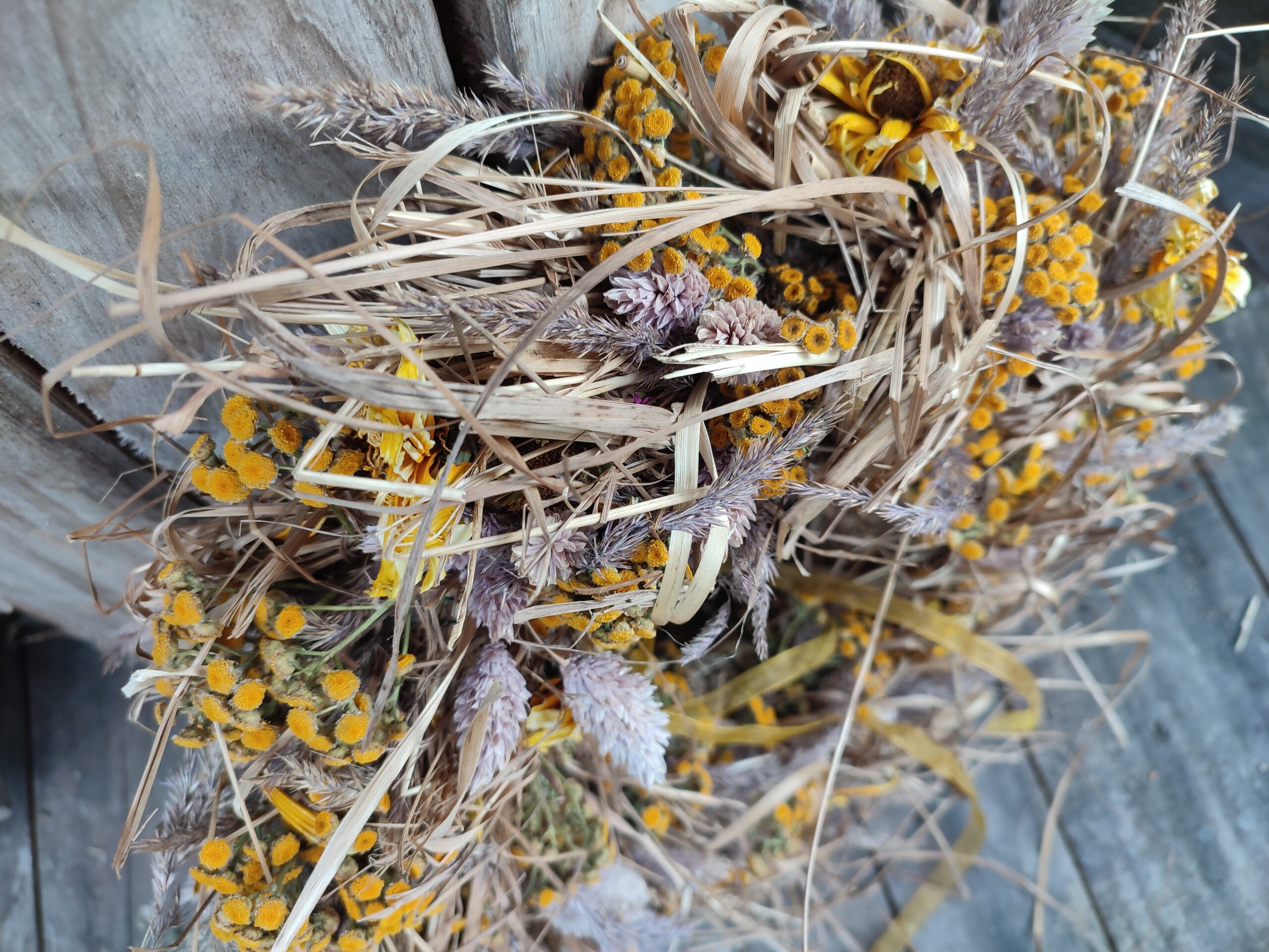 Wianek Naturalny w stylu Boho w kwiatami Wrotyczu - obrazek 3